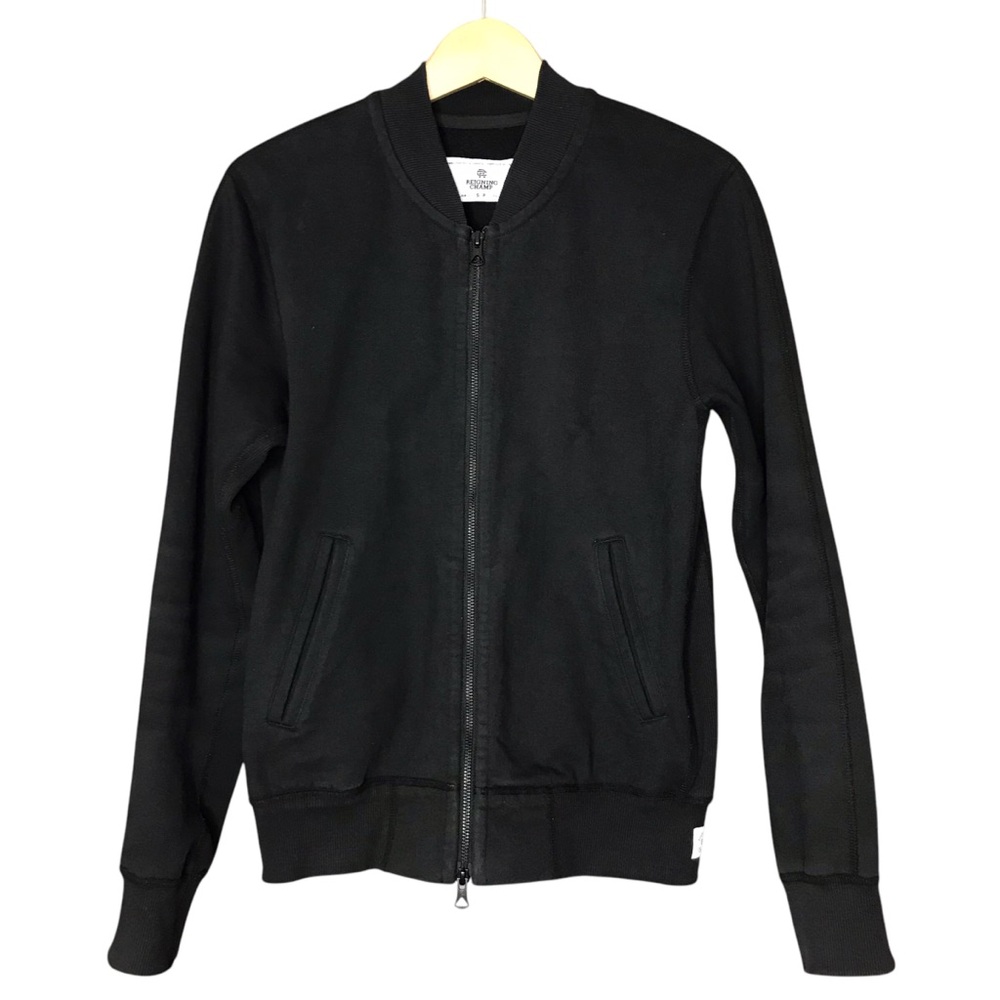 Reigning Champ Full Zip Jersey Jacket Cotton Stretch Black Made in Canada Small